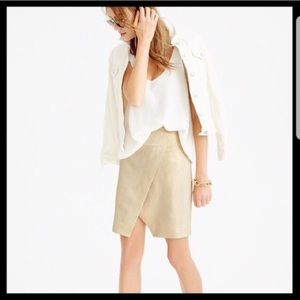 J Crew metallic gold linen cross over skirt size 0